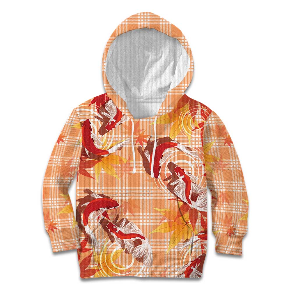 Orange Palaka Hawaii Aloha Kid Hoodie Koi Pond Mix Japanese Maple - Polynesian Pride
