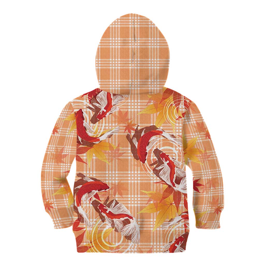 Orange Palaka Hawaii Aloha Kid Hoodie Koi Pond Mix Japanese Maple - Polynesian Pride