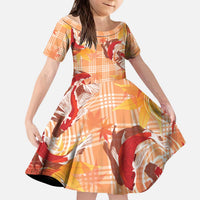 Orange Palaka Hawaii Aloha Kid Short Sleeve Dress Koi Pond Mix Japanese Maple LT7 KID Orange - Polynesian Pride