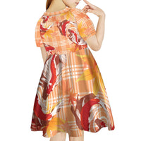 Orange Palaka Hawaii Aloha Kid Short Sleeve Dress Koi Pond Mix Japanese Maple LT7 - Polynesian Pride