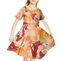 Orange Palaka Hawaii Aloha Kid Short Sleeve Dress Koi Pond Mix Japanese Maple LT7 - Polynesian Pride