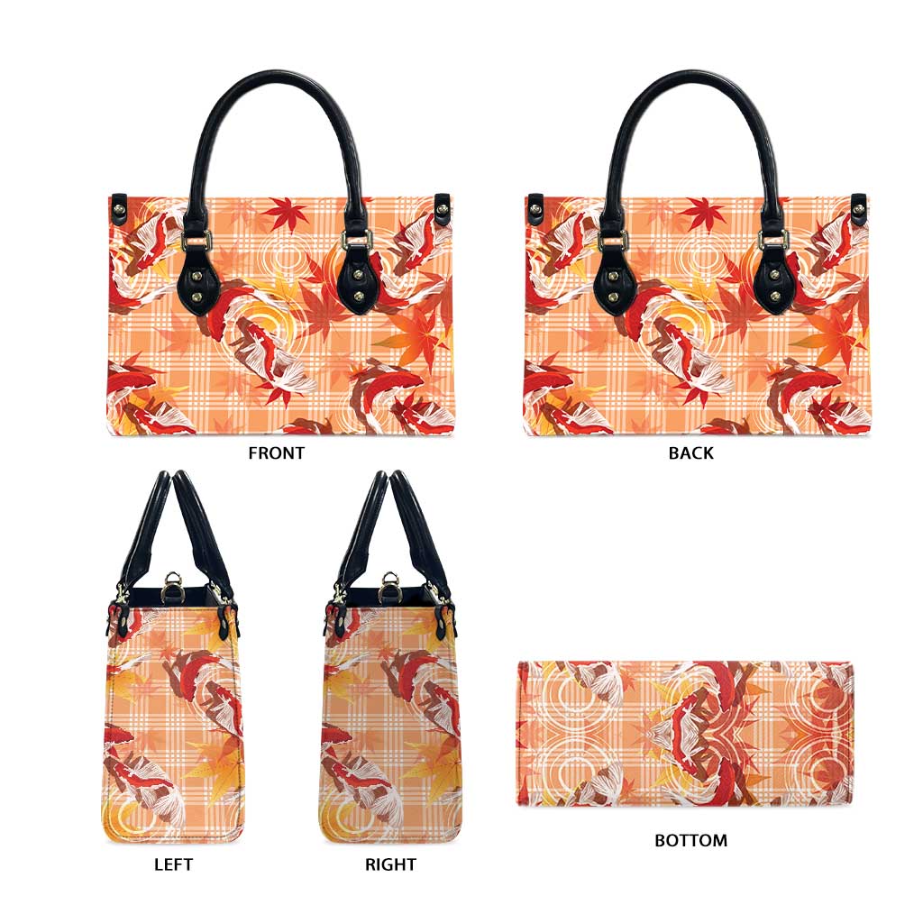 Orange Palaka Hawaii Aloha Leather Bag Koi Pond Mix Japanese Maple - Polynesian Pride