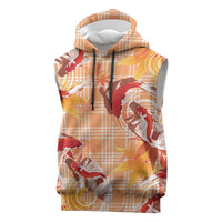 Orange Palaka Hawaii Aloha Sleeveless Hoodie Koi Pond Mix Japanese Maple LT7 Orange - Polynesian Pride