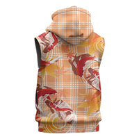Orange Palaka Hawaii Aloha Sleeveless Hoodie Koi Pond Mix Japanese Maple LT7 - Polynesian Pride