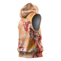 Orange Palaka Hawaii Aloha Sleeveless Hoodie Koi Pond Mix Japanese Maple LT7 - Polynesian Pride