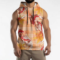 Orange Palaka Hawaii Aloha Sleeveless Hoodie Koi Pond Mix Japanese Maple LT7 - Polynesian Pride