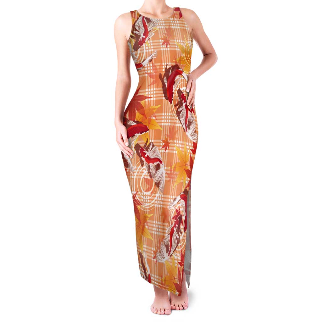 Orange Palaka Hawaii Aloha Tank Maxi Dress Koi Pond Mix Japanese Maple - Polynesian Pride