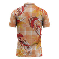 Orange Palaka Hawaii Aloha Zipper Polo Shirt Koi Pond Mix Japanese Maple - Polynesian Pride