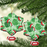 Lime Palaka Hawaii Aloha Ceramic Ornament Koi Pond Mix Monstera - Polynesian Pride