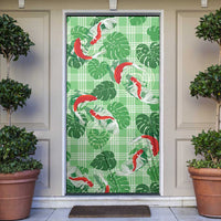Lime Palaka Hawaii Aloha Door Cover Koi Pond Mix Monstera LT7 Lime Green - Polynesian Pride