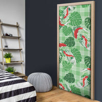 Lime Palaka Hawaii Aloha Door Cover Koi Pond Mix Monstera LT7 - Polynesian Pride