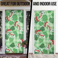 Lime Palaka Hawaii Aloha Door Cover Koi Pond Mix Monstera LT7 - Polynesian Pride