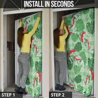 Lime Palaka Hawaii Aloha Door Cover Koi Pond Mix Monstera LT7 - Polynesian Pride