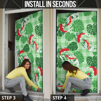 Lime Palaka Hawaii Aloha Door Cover Koi Pond Mix Monstera LT7 - Polynesian Pride