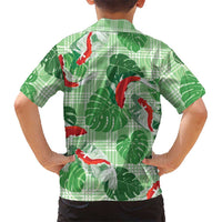Lime Palaka Hawaii Aloha Family Matching Long Sleeve Bodycon Dress and Hawaiian Shirt Koi Pond Mix Monstera LT7 - Polynesian Pride