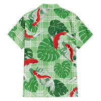 Lime Palaka Hawaii Aloha Family Matching Off Shoulder Maxi Dress and Hawaiian Shirt Koi Pond Mix Monstera LT7 - Polynesian Pride