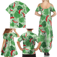 Lime Palaka Hawaii Aloha Family Matching Summer Maxi Dress and Hawaiian Shirt Koi Pond Mix Monstera LT7 - Polynesian Pride