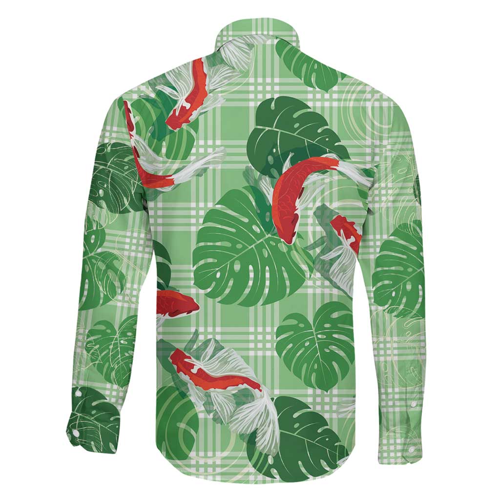 Lime Palaka Hawaii Aloha Family Matching Summer Maxi Dress and Hawaiian Shirt Koi Pond Mix Monstera LT7 - Polynesian Pride