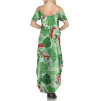 Lime Palaka Hawaii Aloha Family Matching Summer Maxi Dress and Hawaiian Shirt Koi Pond Mix Monstera LT7 - Polynesian Pride