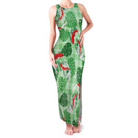 Lime Palaka Hawaii Aloha Family Matching Tank Maxi Dress and Hawaiian Shirt Koi Pond Mix Monstera LT7 Lime Green - Polynesian Pride