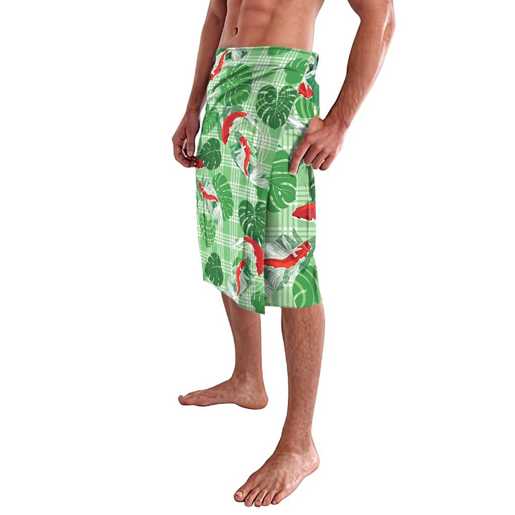 Lime Palaka Hawaii Aloha Lavalava Koi Pond Mix Monstera - Polynesian Pride