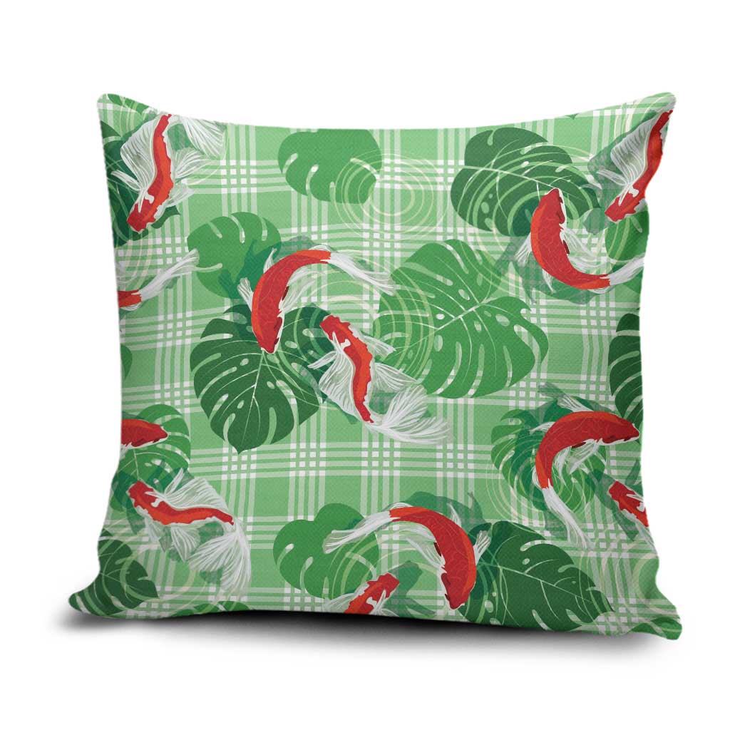 Lime Palaka Hawaii Aloha Pillow Cover Koi Pond Mix Monstera LT7 Lime Green - Polynesian Pride