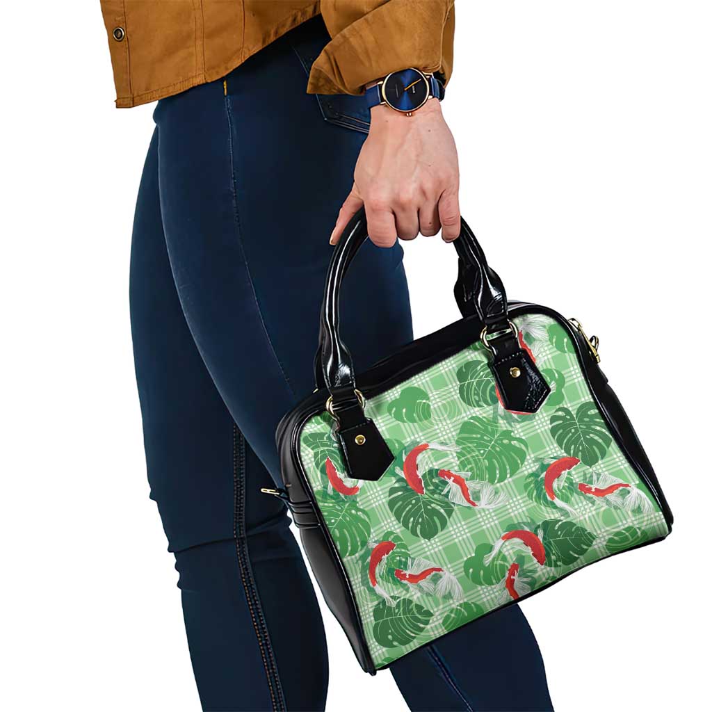 Lime Palaka Hawaii Aloha Shoulder Handbag Koi Pond Mix Monstera - Polynesian Pride