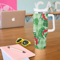 Lime Palaka Hawaii Aloha Tumbler With Handle Koi Pond Mix Monstera LT7 - Polynesian Pride