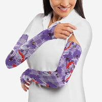 Lavender Palaka Hawaii Aloha Arm Sleeves Koi Pond Mix Orchids - Polynesian Pride