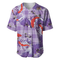 Lavender Palaka Hawaii Aloha Baseball Jersey Koi Pond Mix Orchids - Polynesian Pride