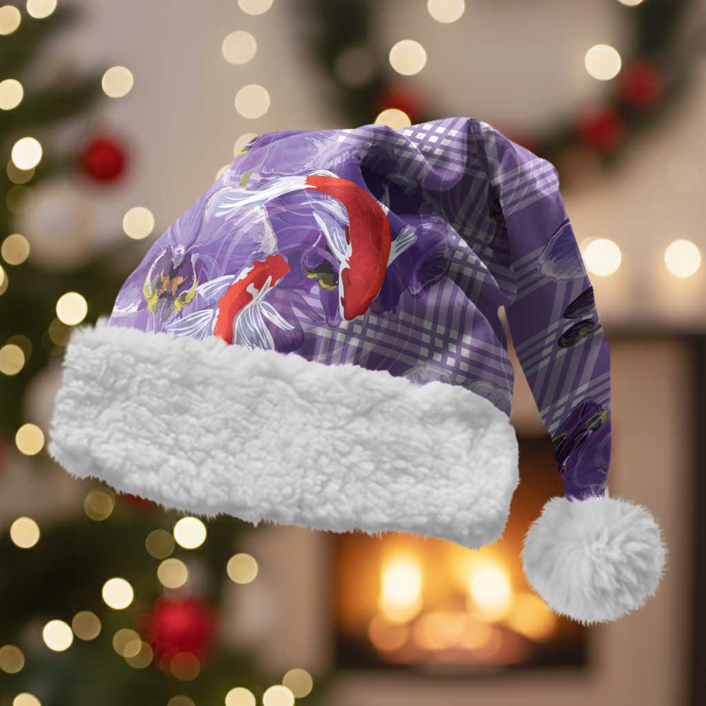 Lavender Palaka Hawaii Aloha Christmas Santa Hat Koi Pond Mix Orchids - Polynesian Pride