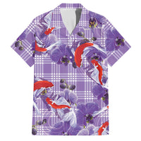 Lavender Palaka Hawaii Aloha Family Matching Mermaid Dress and Hawaiian Shirt Koi Pond Mix Orchids LT7 Dad's Shirt - Short Sleeve Purple - Polynesian Pride