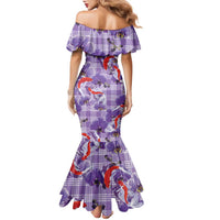 Lavender Palaka Hawaii Aloha Family Matching Mermaid Dress and Hawaiian Shirt Koi Pond Mix Orchids LT7 - Polynesian Pride