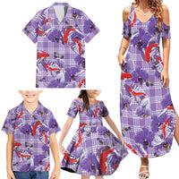 Lavender Palaka Hawaii Aloha Family Matching Summer Maxi Dress and Hawaiian Shirt Koi Pond Mix Orchids LT7 - Polynesian Pride