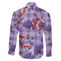 Lavender Palaka Hawaii Aloha Family Matching Summer Maxi Dress and Hawaiian Shirt Koi Pond Mix Orchids LT7 - Polynesian Pride