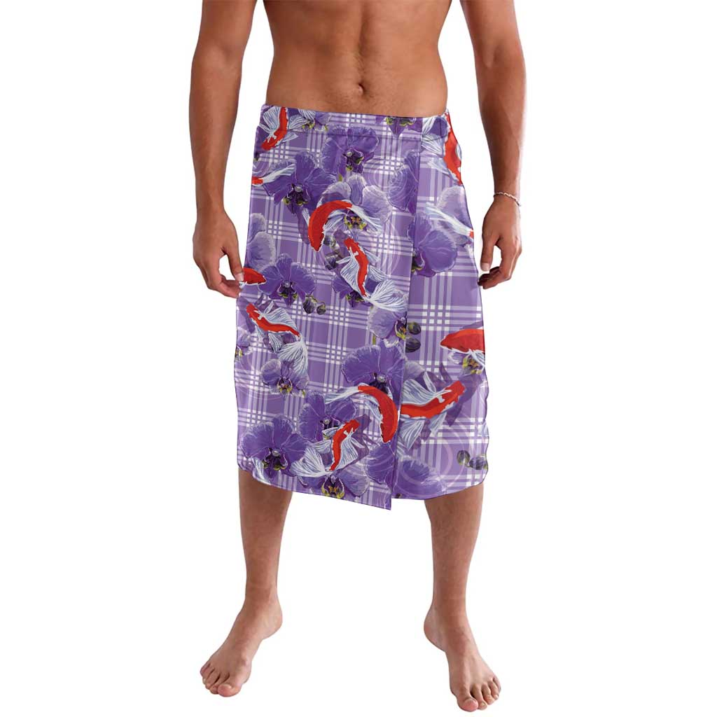 Lavender Palaka Hawaii Aloha Lavalava Koi Pond Mix Orchids - Polynesian Pride