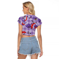Lavender Palaka Hawaii Aloha Raglan Cropped T Shirt Koi Pond Mix Orchids - Polynesian Pride