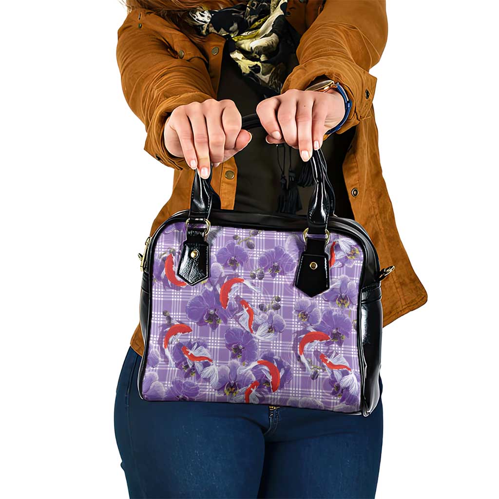Lavender Palaka Hawaii Aloha Shoulder Handbag Koi Pond Mix Orchids LT7 One Size Purple - Polynesian Pride
