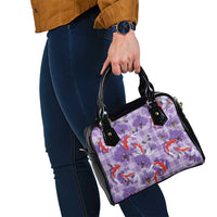 Lavender Palaka Hawaii Aloha Shoulder Handbag Koi Pond Mix Orchids LT7 - Polynesian Pride