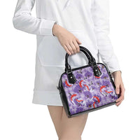 Lavender Palaka Hawaii Aloha Shoulder Handbag Koi Pond Mix Orchids LT7 - Polynesian Pride
