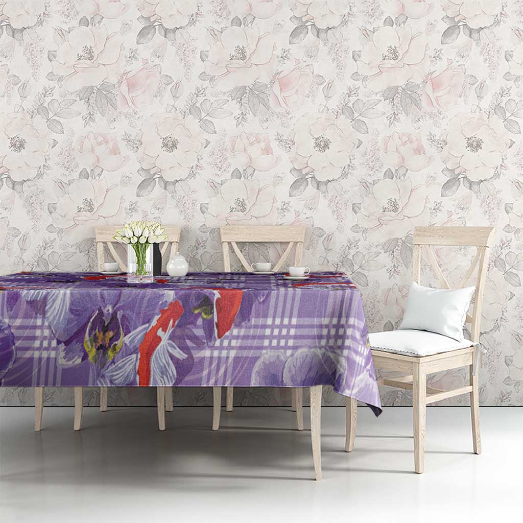 Lavender Palaka Hawaii Aloha Tablecloth Koi Pond Mix Orchids - Polynesian Pride