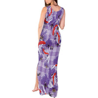 Lavender Palaka Hawaii Aloha Tank Maxi Dress Koi Pond Mix Orchids LT7 - Polynesian Pride