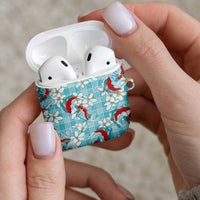 Turquoise Palaka Hawaii Aloha AirPods Case Koi Pond Mix Plumeria - Polynesian Pride