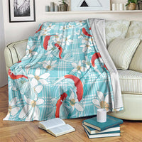 Turquoise Palaka Hawaii Aloha Blanket Koi Pond Mix Plumeria LT7 Turquoise - Polynesian Pride