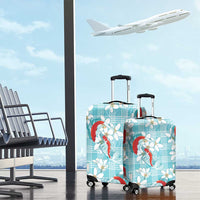 Turquoise Palaka Hawaii Aloha Luggage Cover Koi Pond Mix Plumeria LT7 - Polynesian Pride