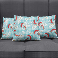Turquoise Palaka Hawaii Aloha Pillow Cover Koi Pond Mix Plumeria LT7 - Polynesian Pride