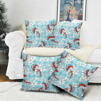 Turquoise Palaka Hawaii Aloha Pillow Cover Koi Pond Mix Plumeria LT7 - Polynesian Pride