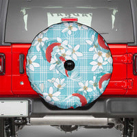 Turquoise Palaka Hawaii Aloha Spare Tire Cover Koi Pond Mix Plumeria LT7 - Polynesian Pride