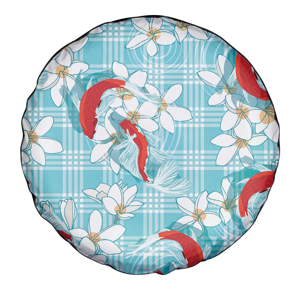 Turquoise Palaka Hawaii Aloha Spare Tire Cover Koi Pond Mix Plumeria LT7 - Polynesian Pride