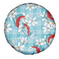 Turquoise Palaka Hawaii Aloha Spare Tire Cover Koi Pond Mix Plumeria LT7 - Polynesian Pride